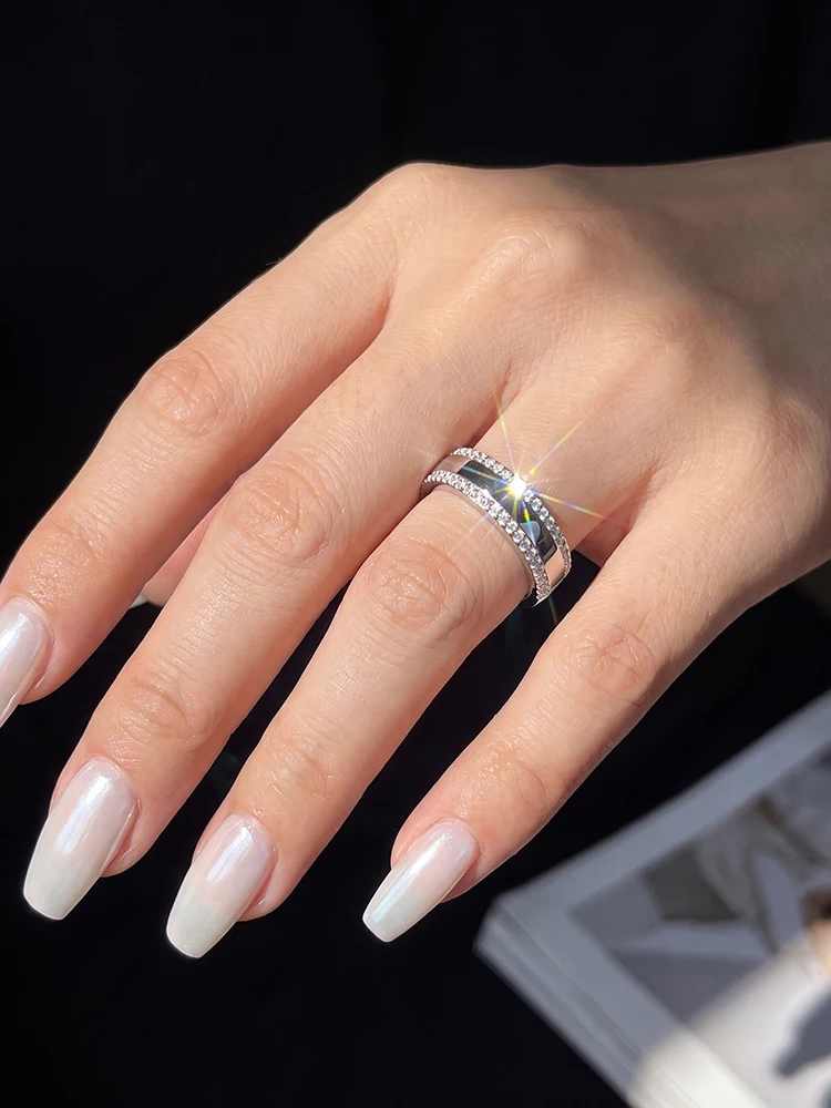925 Sterling Silber Modische Echte Runde Moissanit-Diamant Sternen-Spikes Ringe für Frauen Jubiläum Hochzeit Edle Schmuckstücke – Detail 3