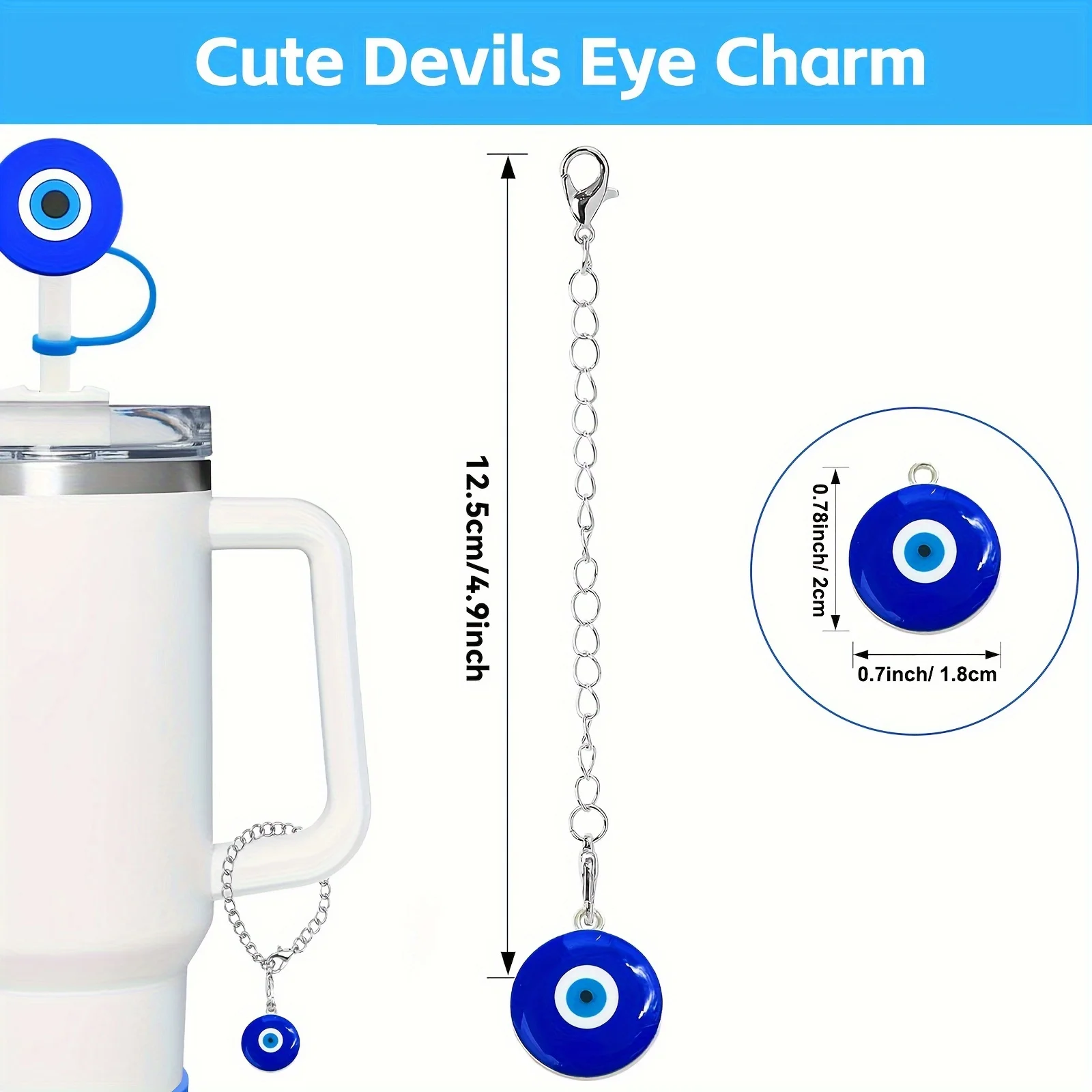 4pcs Funny Eyes Charm Accessories - Fit 30&40 Oz - Included 2pcs Silicone Drinking Straw Cover Cap 1pc Cute Handle Charm