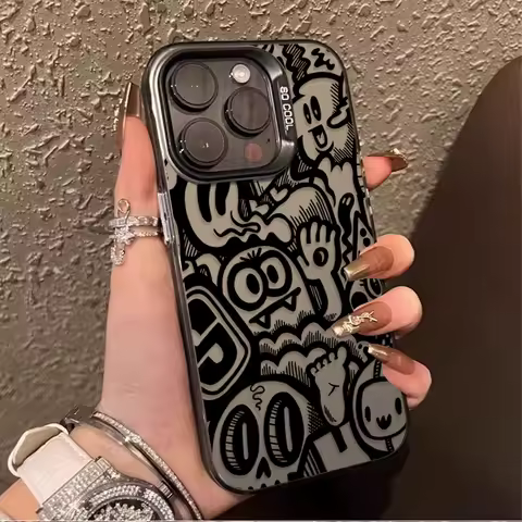 Black Graffiti Matte Hard Case for Samsung Galaxy A55 A35 A25 A15 A05 A05S 5G A13 A23 A12 A22 A32 A52 A52S A72 A51 A71 4G Phone