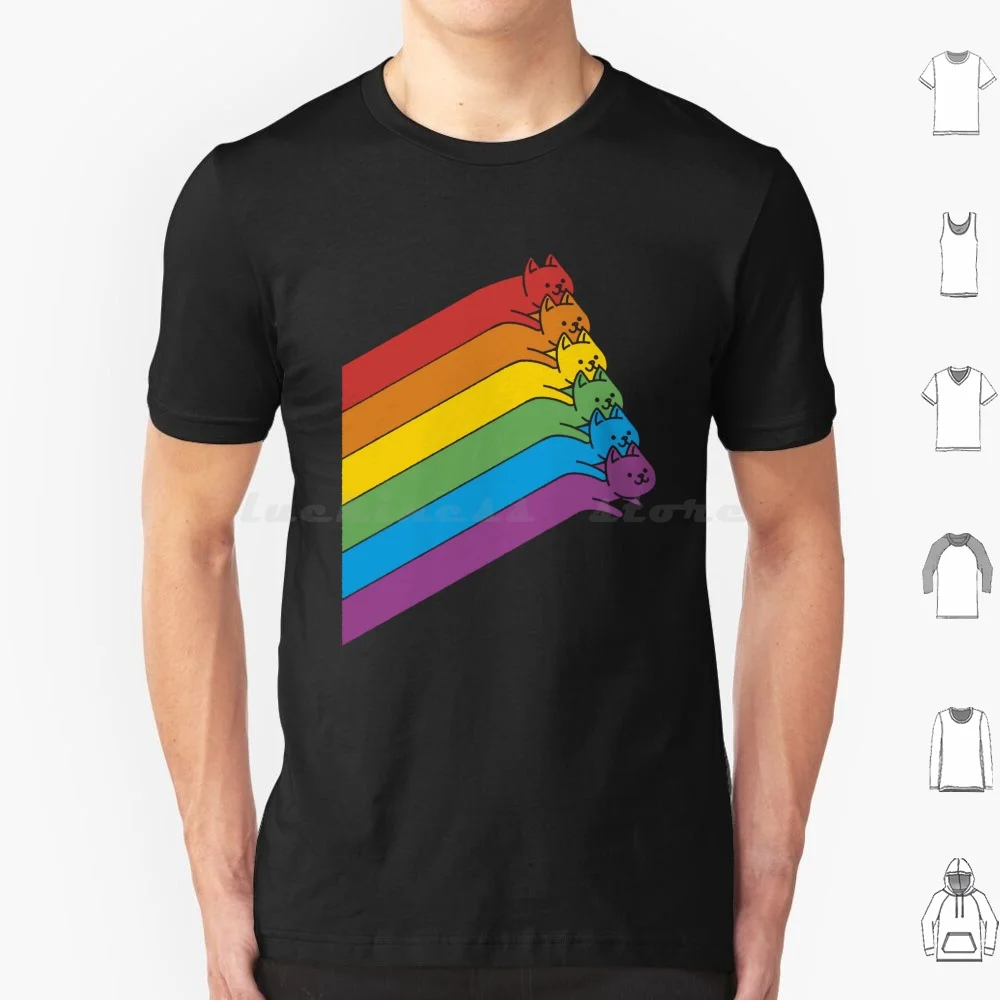 Camiseta Flying Rainbow Cats Lines de Tobe Fonseca, talla grande, 100% algodón, gatos arcoíris, amantes de los gatos, bandera del orgullo, gatos arcoíris Tobe