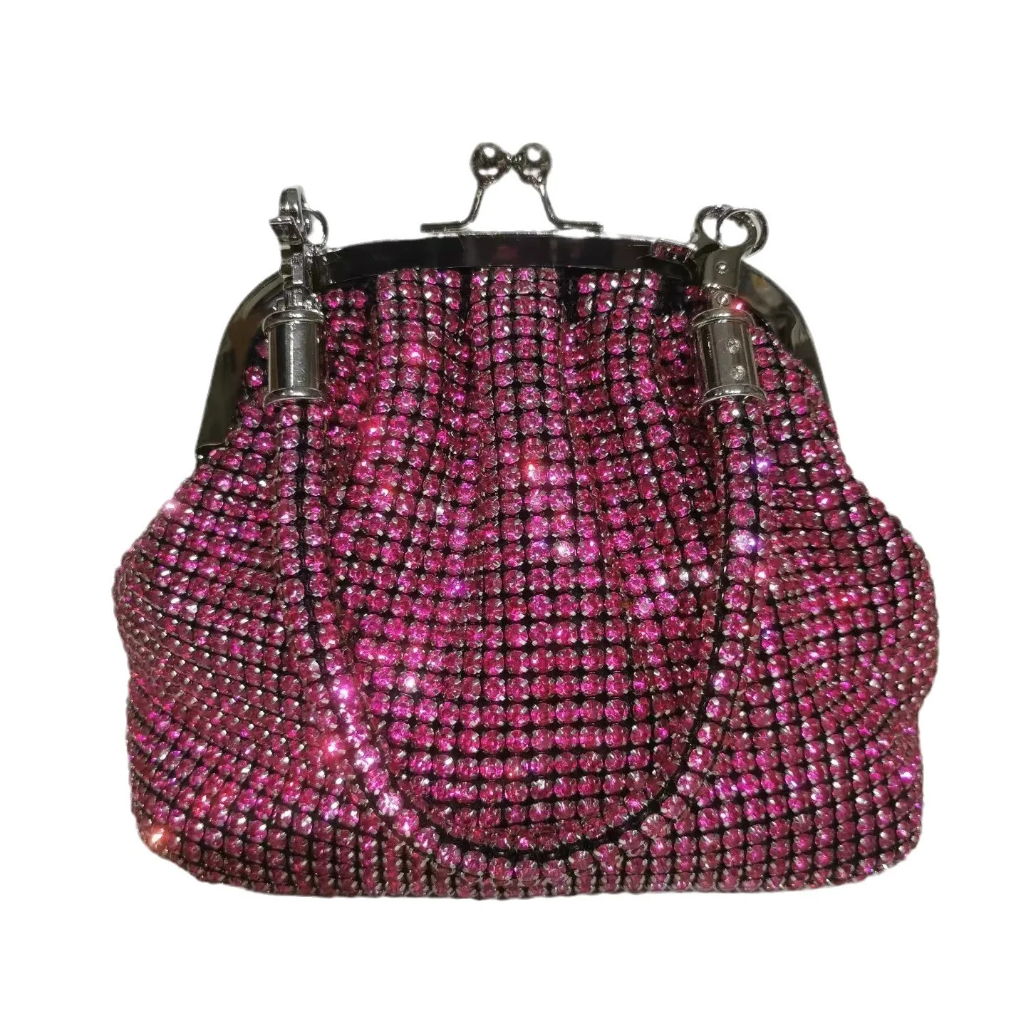 

Women's Rhinestone King Clip Banquet Diamond Shoulder Chain Oblique Span Bag Trendy Glitter Material Tote Floral Beaded Tote Bag