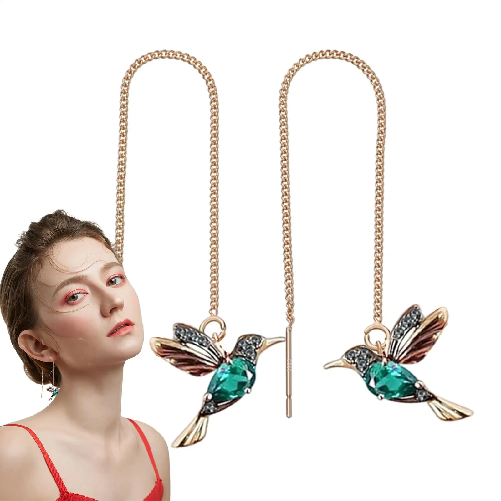 Hummingbird Earrings for Women Girls Elegant Tassel Charm Dangle Earring Fashion Jewelry Valentine's Day Birthday Gifts