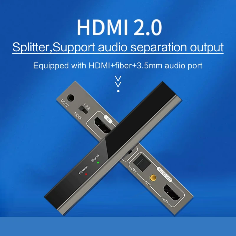 hdmi to hdmi 5 1 3 5 stereo audio extrator 7 1 4k to 1080 downscaler 1 in 2 out hdmi splitter adapter with audio jack Converter