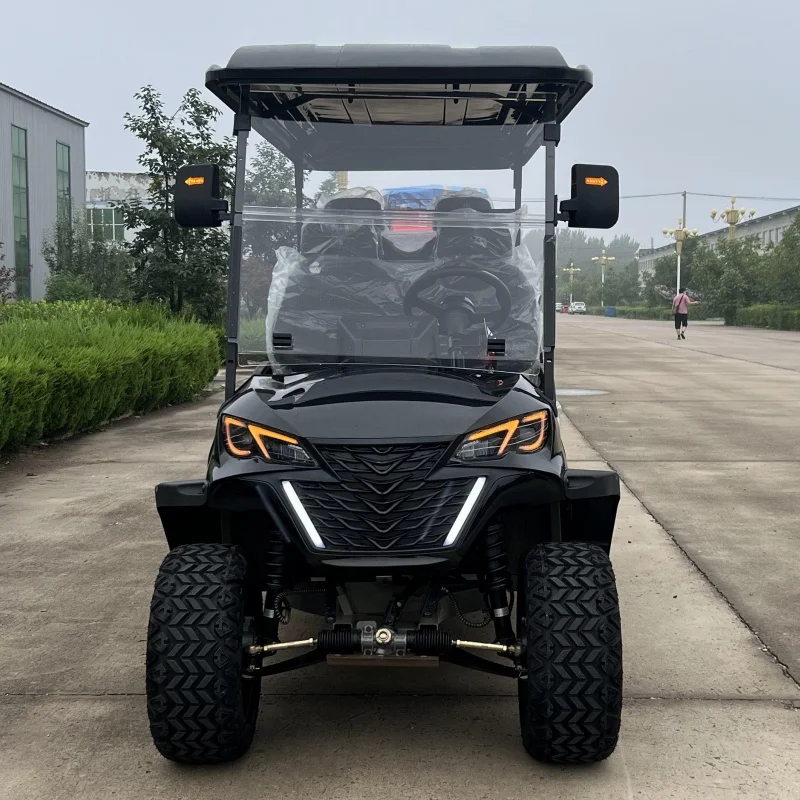 Brand New Black Warrior Color Full Vehicle Reinforced Body 4 Wheel 14 Inch Off Road Tire Practical Sightseeing Solar Golf Cart