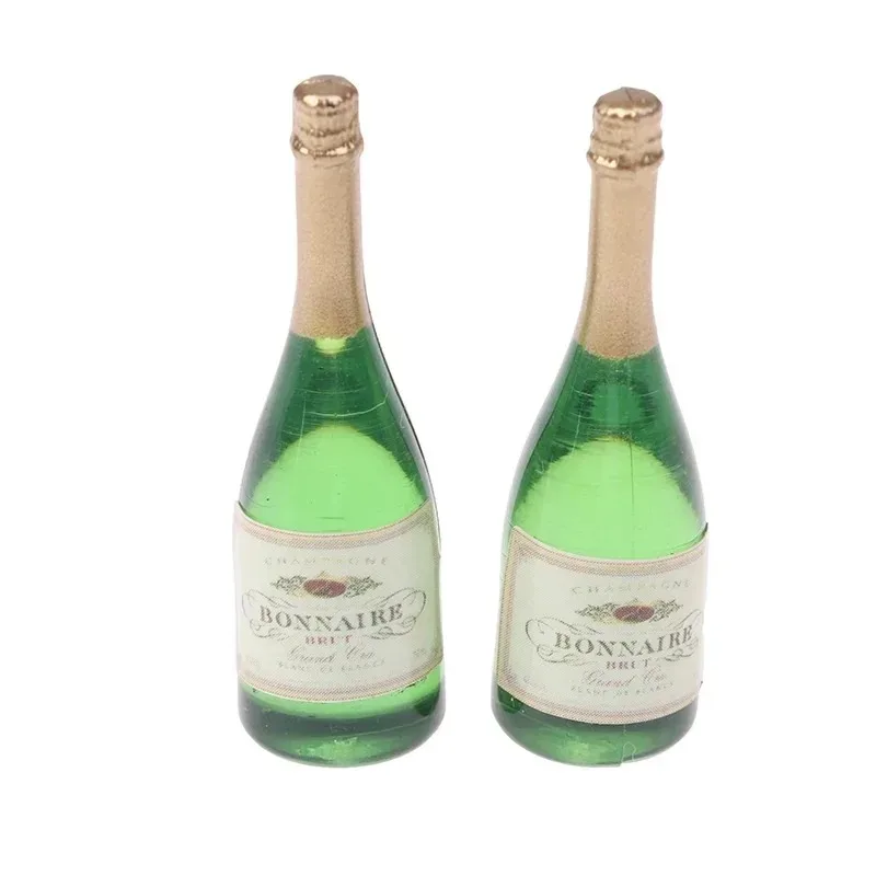 Nuevo 2 uds casa de muñecas botellas de champán vitreoas en miniatura botellas de licor de vidrio Mini bebida de vino para Barbies muñecas Blyth juguete de cocina