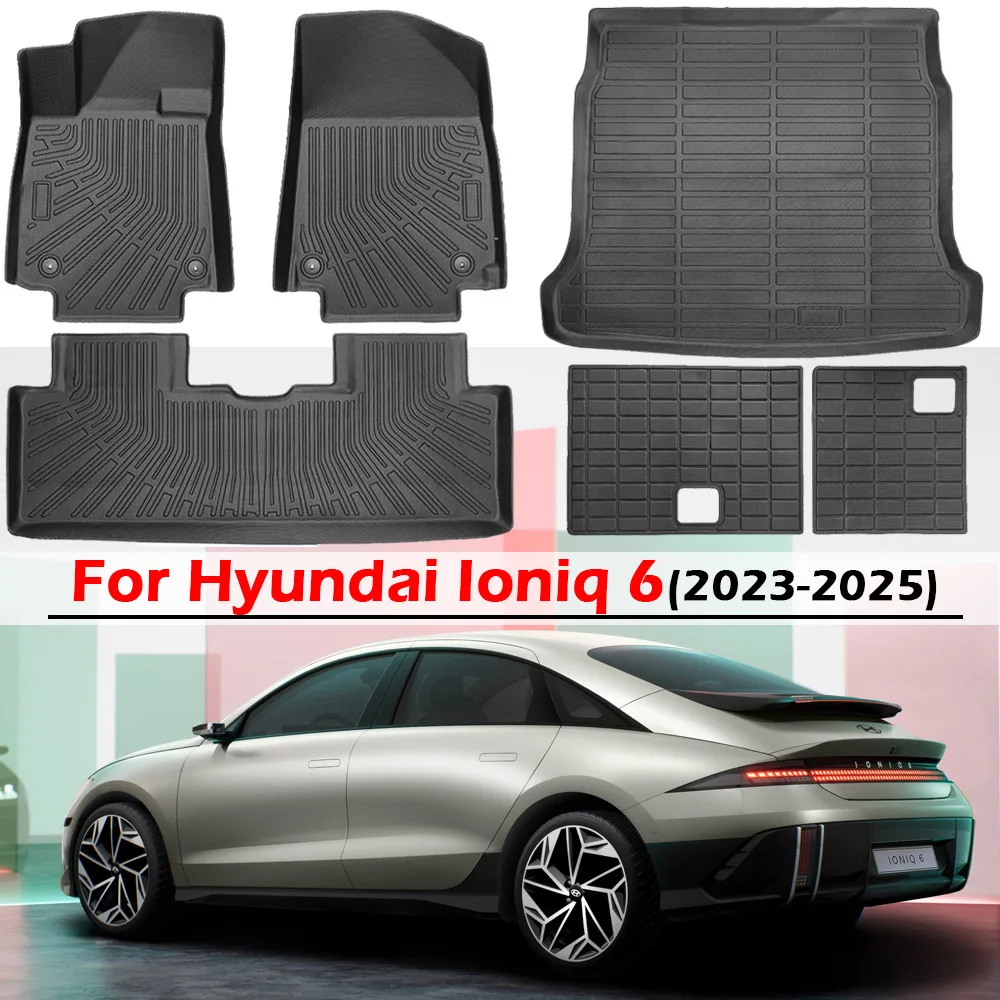 Vloermatten voor Hyundai Ioniq 6 2025 2024 2023 All-Weather Bescherming TPE Rubber Vloervoeringen & Kofferbakmat Cargo Liner Accessoires