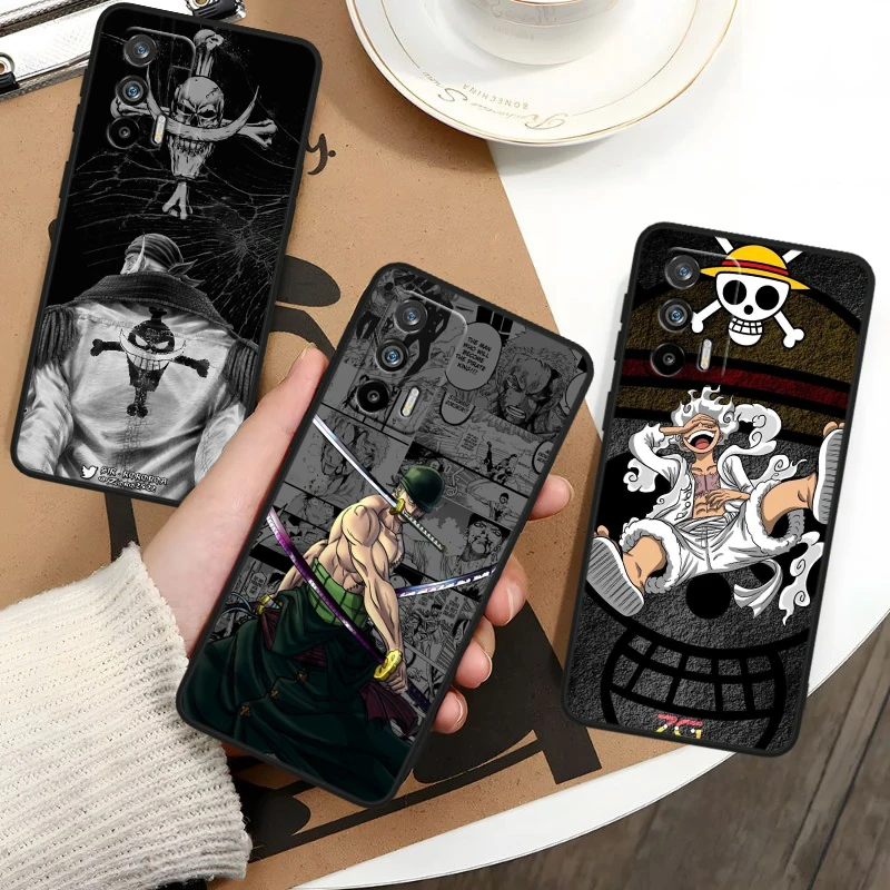 Cartoon O-ne P-ieces Luffy Cool For OPPO Realme GT3 2 C55 C33 C35 C30S C31 X3 X2 Q5i Q3S C21Y Pro Black Silicone Phone Case