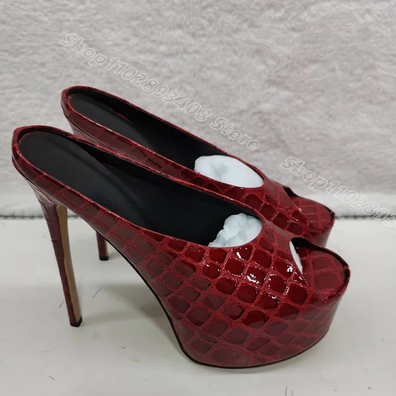 

Red Animal Pattern Peep Toe Slippers Patent Leather British Style Summer Fashion Women New Sexy Shoes 2025 Zapatos Para Mujere