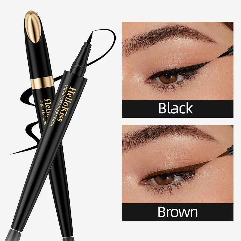 Hard-Tip Liquid Eyeliner - Highly Pigmented Black & Brown Waterproof Sweatproof Quick-Dry & Smudge-Proof For Defined Lines 1PCS