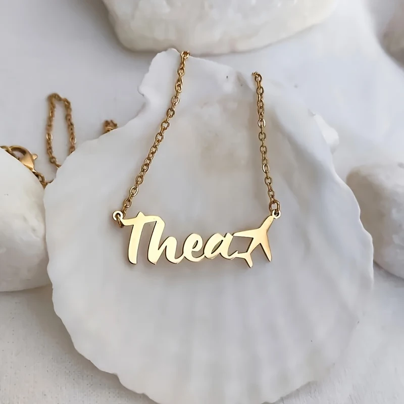 

Custom Personalized Airplane Name Necklace Custom Stainless Steel Pendant Necklace Elegant Women's Jewelry Mother's Day Gift