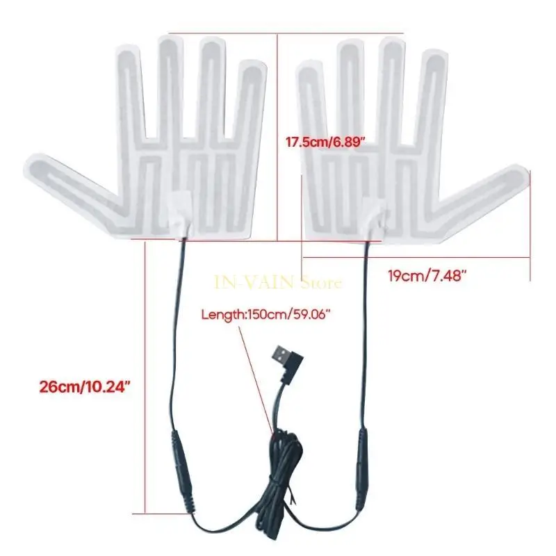 M5TC USB وسادة قفازات قفازات دافئة دافئة 5finger قفازات التسخين لوحة التدفئة الكهربائية ورقة التدفئة القفازات لركوب الدراجات