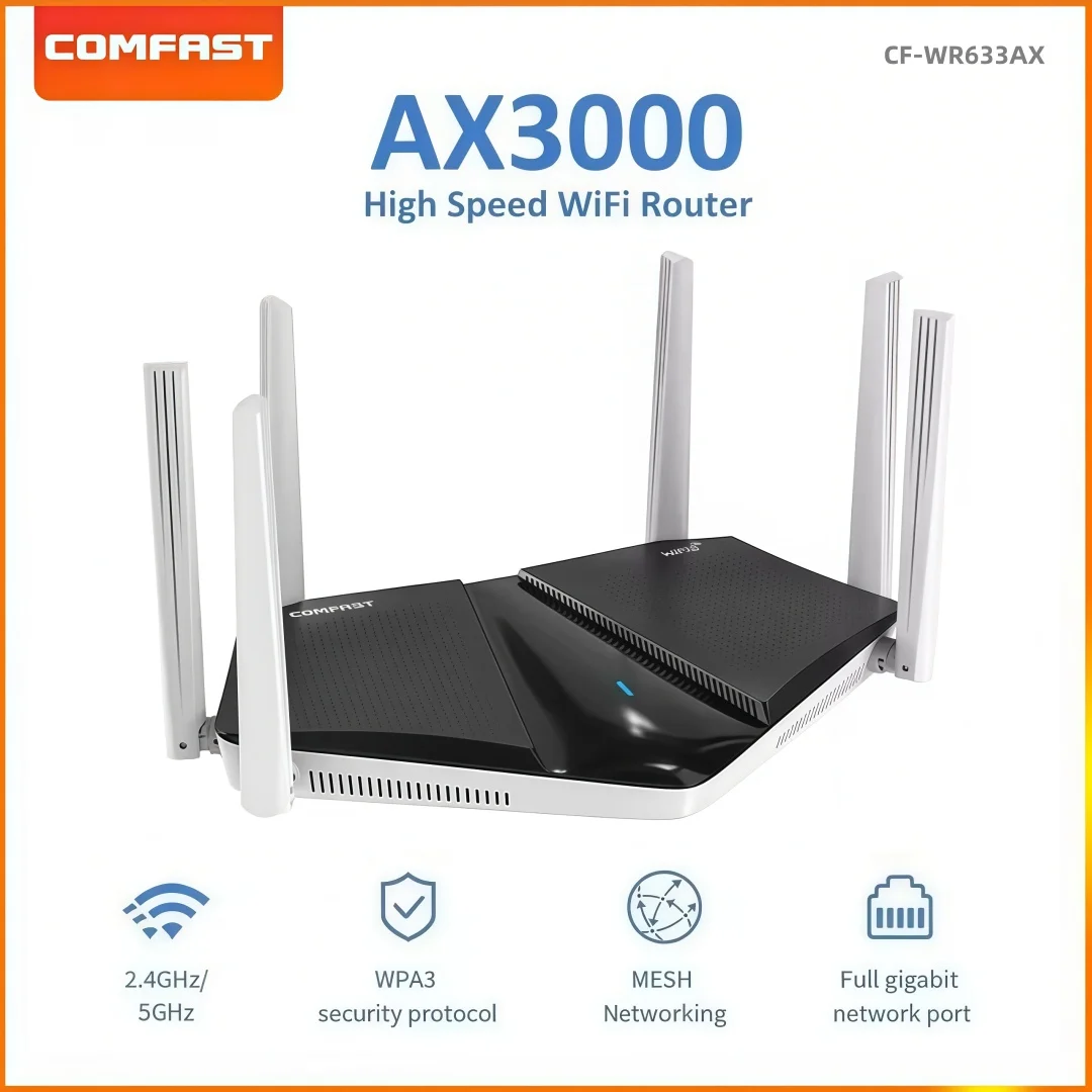 

COMFAST AX3000 WIFI6 маршрутизатор беспроводной повторитель 3000 Мбит/с усилитель сигнала Wi-Fi двухдиапазонный повторитель 2,4G/5G внешний усилитель сигнала