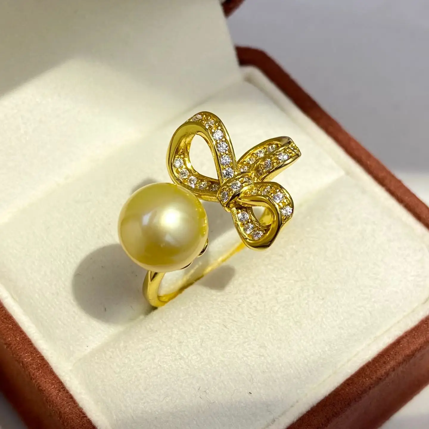Bow Knot S925 Sterling Silver Adjustable Ring Mount Settings Findings Mountings Accessory Parts for 7-12mm Pearls
