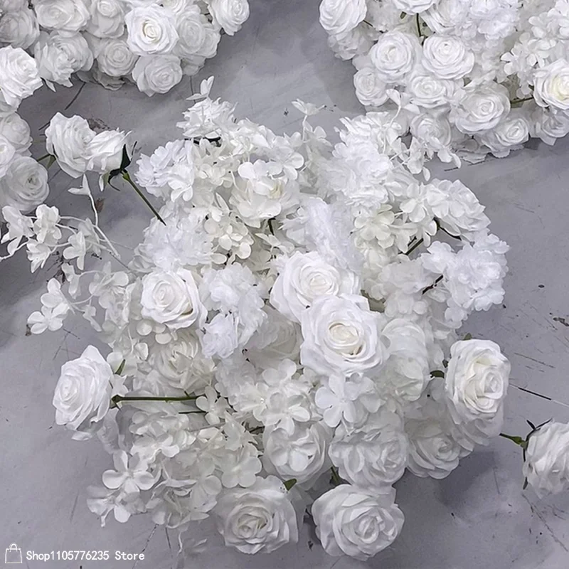 Weiße Künstliche Rosenblumenkugel, Blumenarrangement, Hochzeitstisch-Mittelstück, Party-Bankett-Dekoration, Gang-Dekoration, Veranstaltungsdekoration – Detail 6