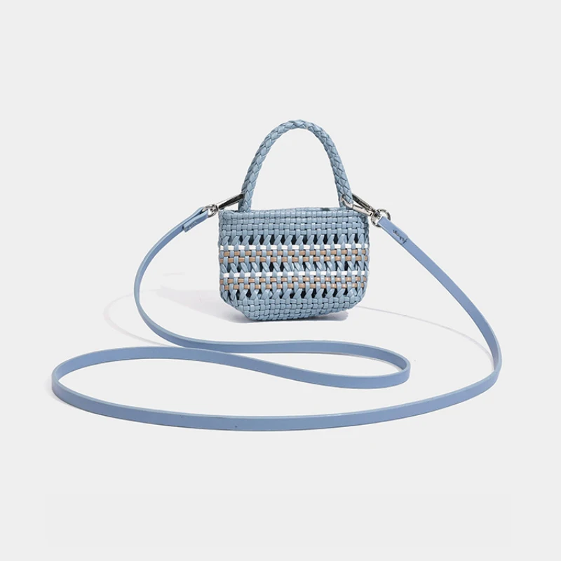 Rattan-Geflecht-Marktkorb-Schultertasche mit passender Geldbörse, handgefertigte gewebte Einkaufstasche für Damen, elegante Tragetasche – Detail 8