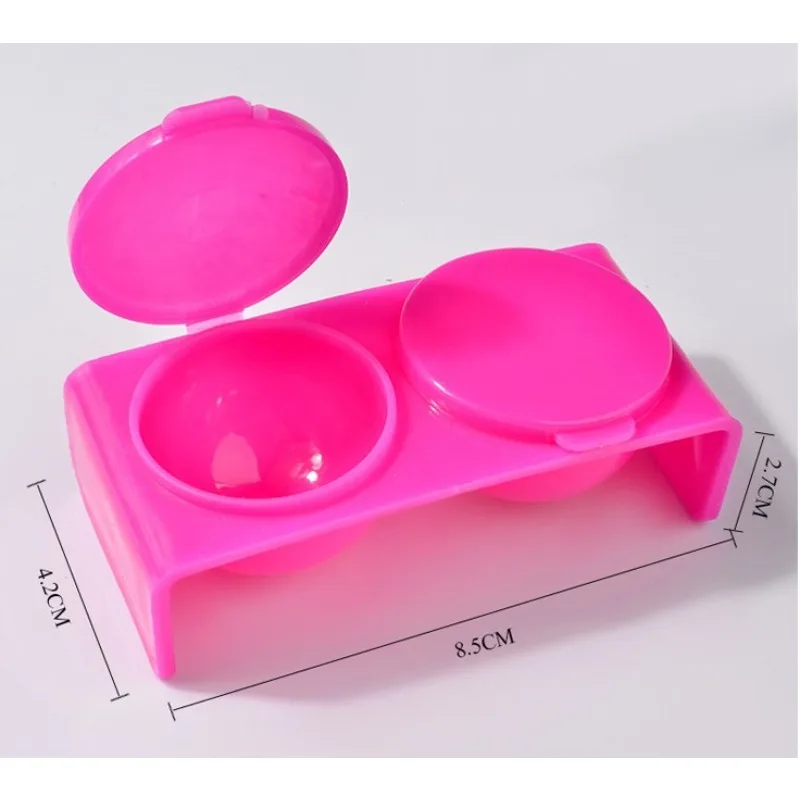 2Pcs White Acrylic Liquid Dappen Dish, Twin Cup Nail Art Pigment Holder for Monomer Nail Brushes Washing Manicure Tool