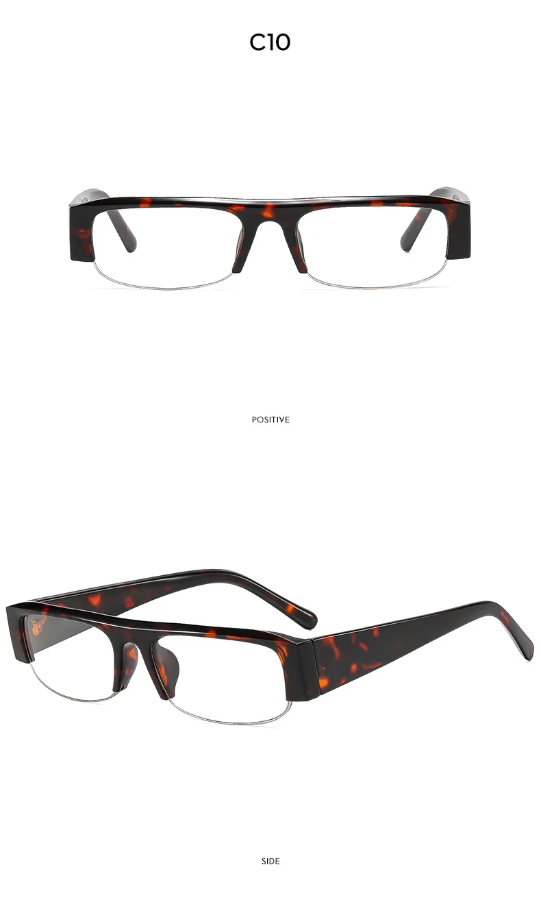Vintage Kleine Rechteckige Halbrahmen-Sonnenbrille in Schwarz für Neue Mode Leoparden-Farbverlauf Sonnenbrillen Damen Trendige Fahrbrillen – Detail 21