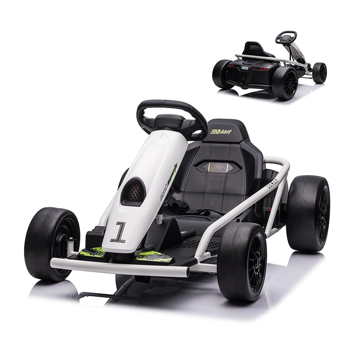 Go Kart pour adolescents 24v 2x300w moteurs Extra puissants Karts électriques avec démarrage lent, jouet d'extérieur pour enfants de 8 à 11 ans