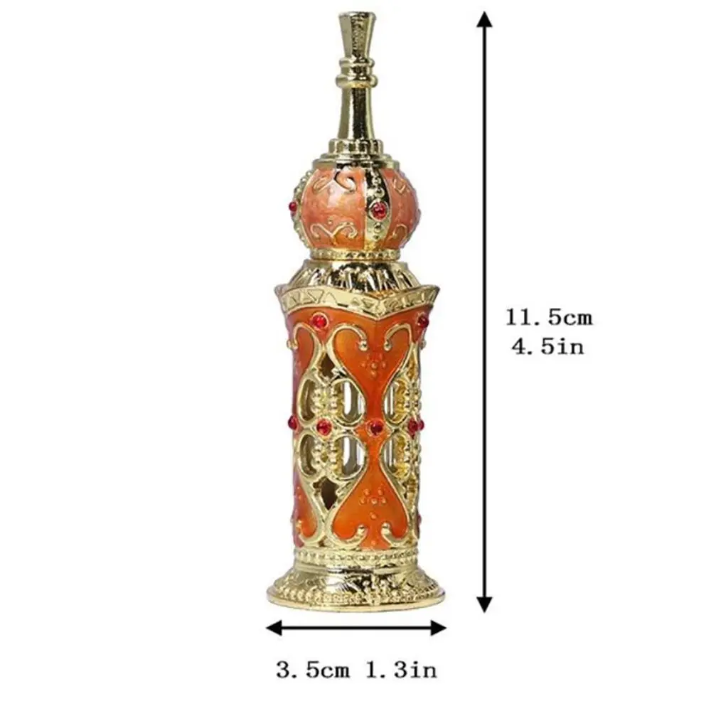 1PC 12mL Arabian Style Antiqued Metal Arabian Style Essential Oil Bottles RefillablePerfume Bottles Decoration Gifts