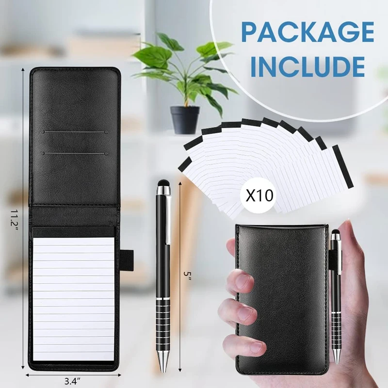 12 Pcs Small Pocket Notepads Holder Set Mini Pocket Note Pad Holder With 10 Pcs 3 Inch X 5 Inch Memo Book Refills