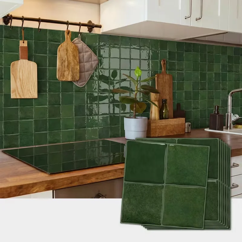 10 autocollants muraux 3D en résine époxy autocollants - Décalcomanies de carrelage imperméables et résistantes à l'huile pour la rénovation de la cuisine et de la salle de bain