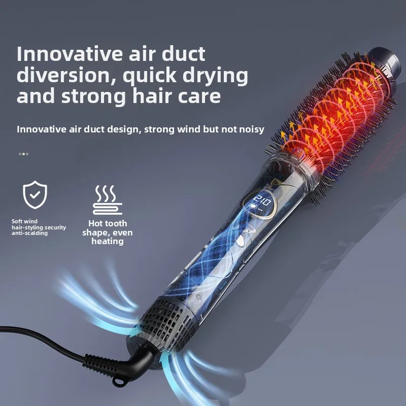 Electric Cold Air Coil Comb Adjustable Temperature Cylindrical Comb Curling Iron  Hair Straightener Straight Roll Dual-purpose