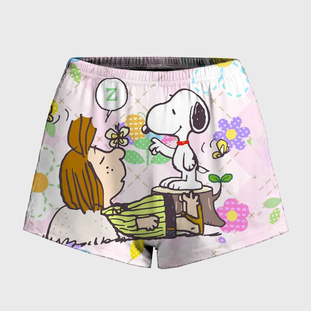 Snoopy print Fashion Fitness Running Athletic Tights Shorts Women Short Workout Legging Soft Yoga Fitness Clothing Sports Gym We