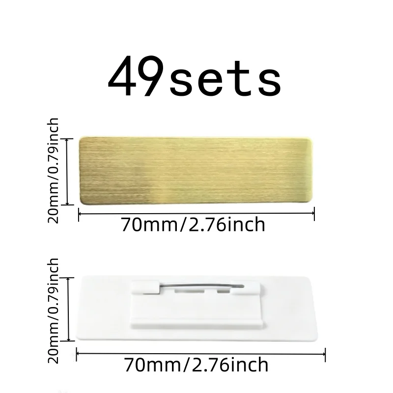 49 pcs Name Tag Brooches with Smooth Writable Area, ideal for Event Staff Badges and Student Name Tags, Gold Finish Surface