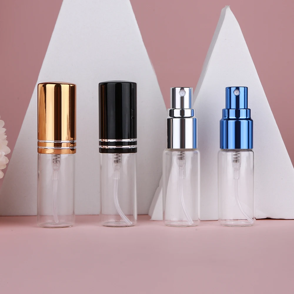 

50/100Pcs 5ml Colorful Glass Spray Bottle Stylish Perfume Spray Bottle Minimalist Cosmetic Refillable Bottle Reusable