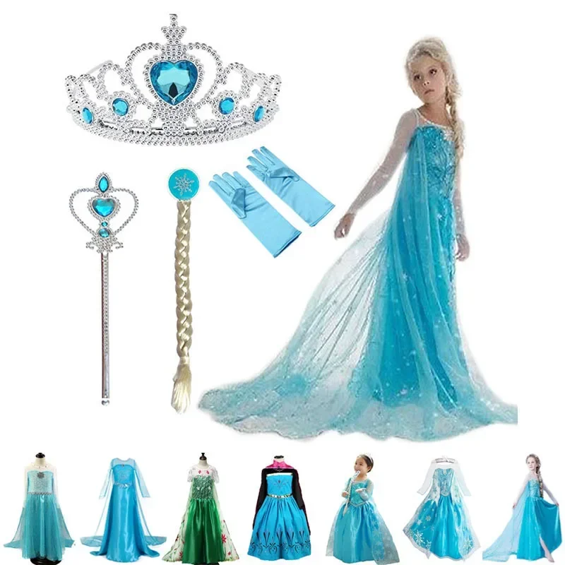 Elsa Girls Dress Princess Dresses Elza Teenagers Dresses For Kids Children Clothing Anna Elsa Party Snow Queen Cosplay Costumes