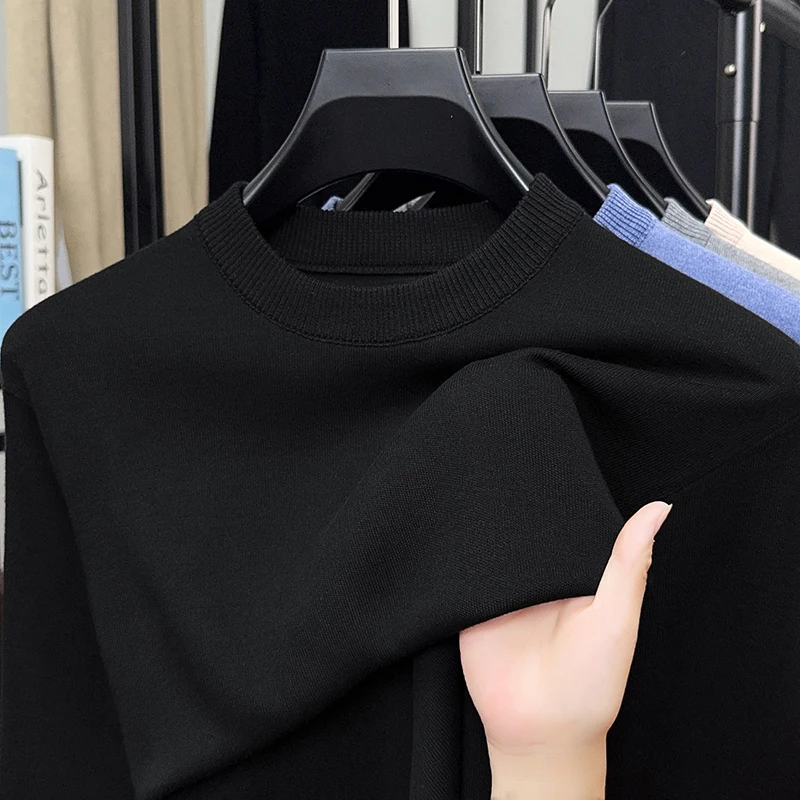 

Round Neck Sweater for Men in Autumn and Winter Round Neck Knitted Sweater for Men with Warm Base Inner Layer 2025 New Style