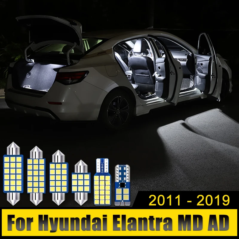 For Hyundai Elantra MD AD 2011 2012 2013 2014 2015 2016 2017 2018 2019 4PCS LED Car Dome Reading Lights Trunk Lamps Accessories