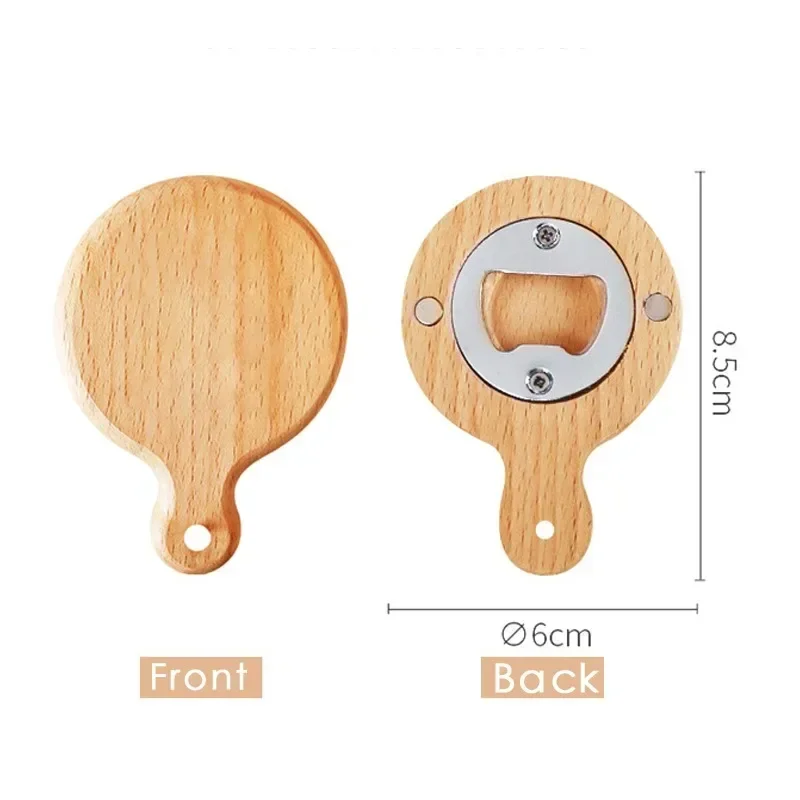 1PCS Free Custom Wooden Bottle Beer Opener Magnetic Manual Wooden Hanging Hole Refrigerat Paste Beer Engraving Logo Wood Opener
