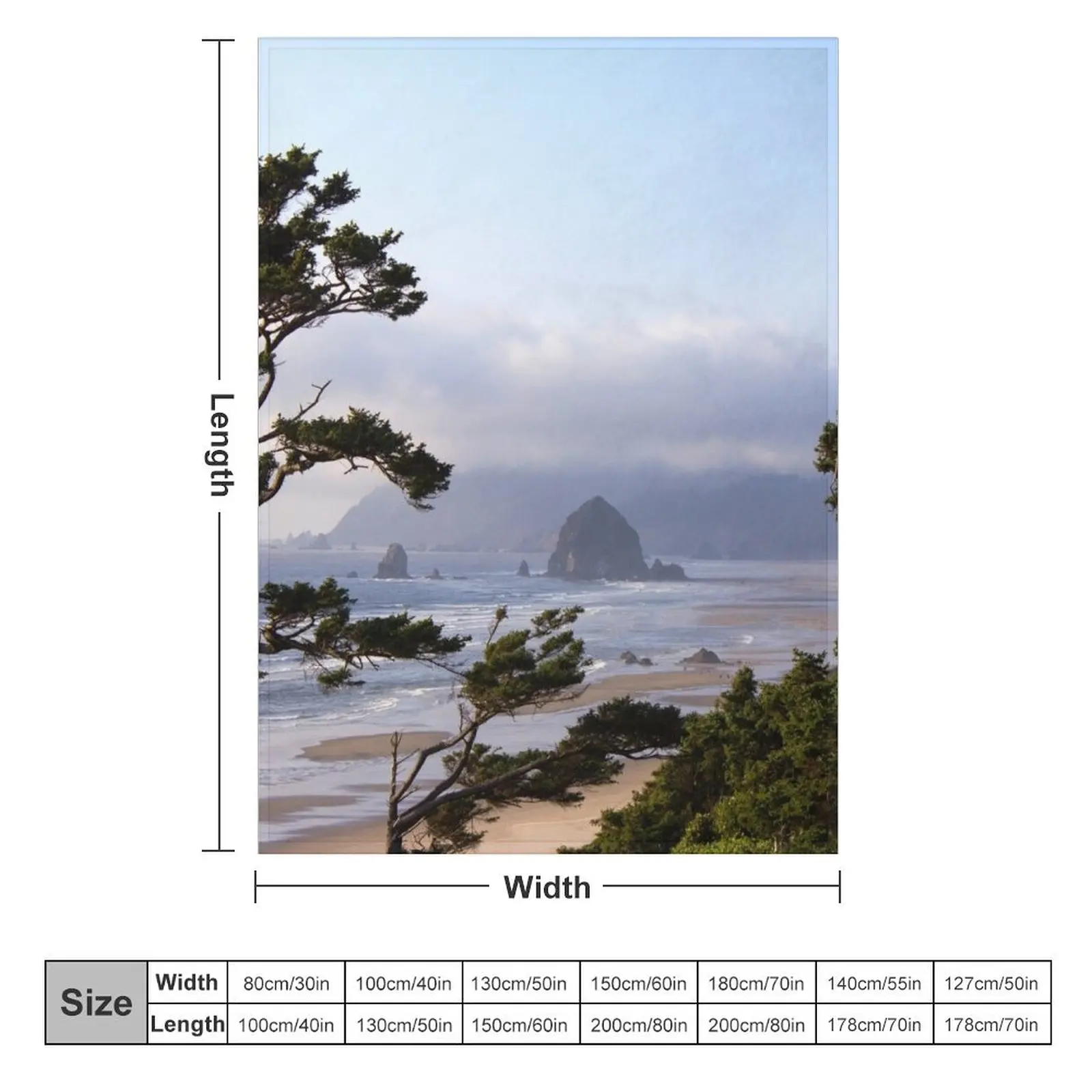 haystack rock from cannon beach overlook Throw Blanket Large Comforter Soft Plush Plaid Blankets