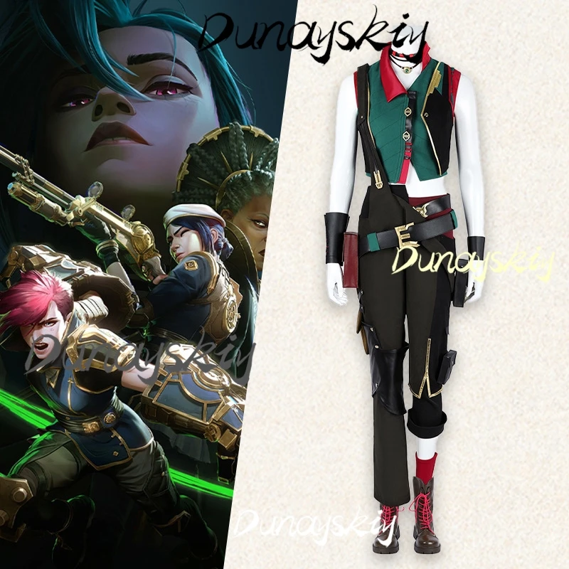 Arcane 2 Powder Cosplay Jinx Cosplay Costume Wig Bun Hair Wig Fancy Dress Up Party Outfits Halloween Role Play Customized Item