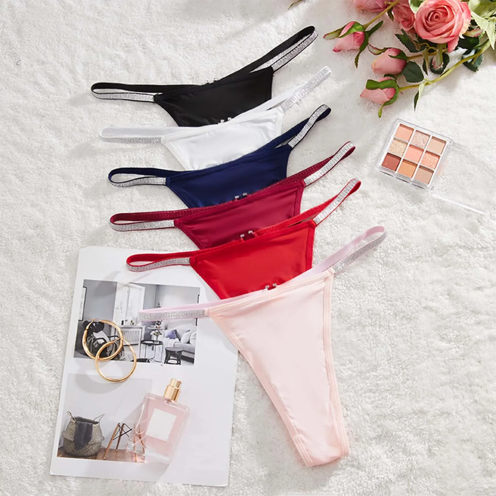 Women Solid Color Cotton Lingerie Contrast Trim Comfort Thin Underpants Ladies Sexy Sleepwear G-String Underwear трусики стринги