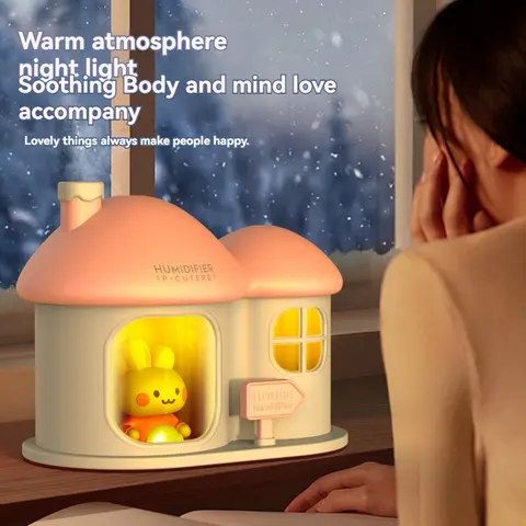귀여운 애완 동물 만화 미니 가습기 USB 데스크탑 오피스 홈 침묵 공기 정화 귀여운 장식 침실 야간 조명
