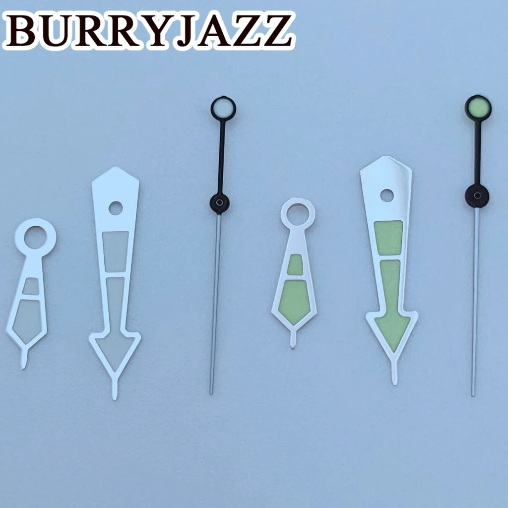 BURRYJAZZ NH35 NH36 NH38 7S26 7S36 4R35 4R36 Watch Hands Silver White Silver Green Hands Green Luminous