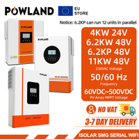 POWLAND 11KW 6.2KW 4KW Hybrid Solar Inverter 48V 24V 230V With Max 160A 120A MPPT Charge Controller PV Max 500V Support BMS EU