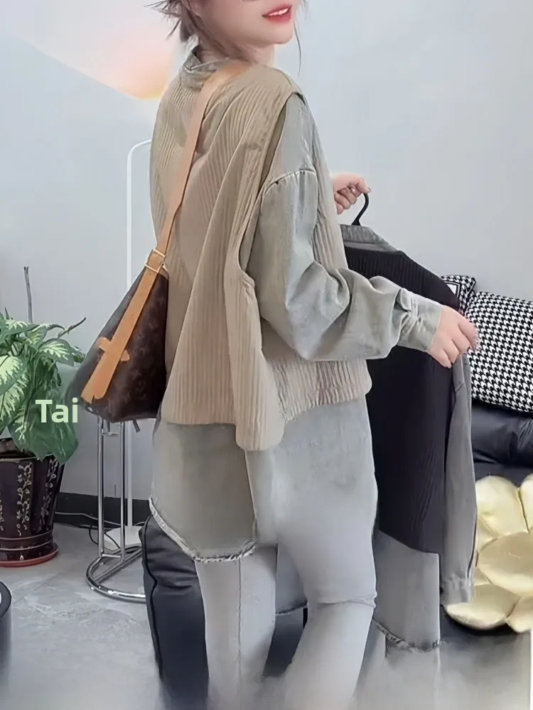 

Свободный повседневный джинсовый джинсовый комплект из двух предметов, женский модный наряд больших размеров, дышащая удобная осенняя одежда