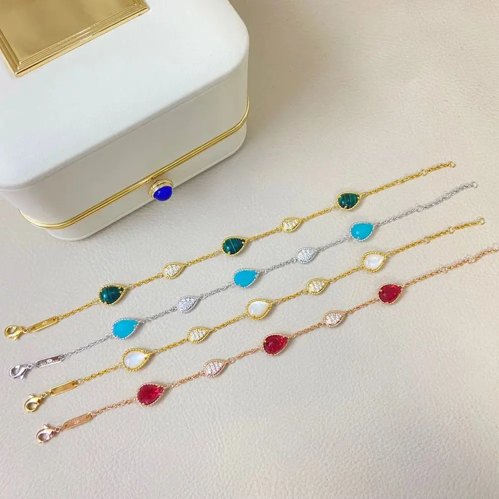 

Французский роскошный женский браслет в форме капли воды в форме груши, высококачественное серебро 5А с цирконом, модный изысканный очаровательный подарок на вечеринку