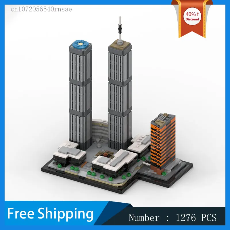 The World Trade Center MOC Building Blocks Modular Model DIY Bricks Assemble Toy Birthday Presents City Architectural Landscape