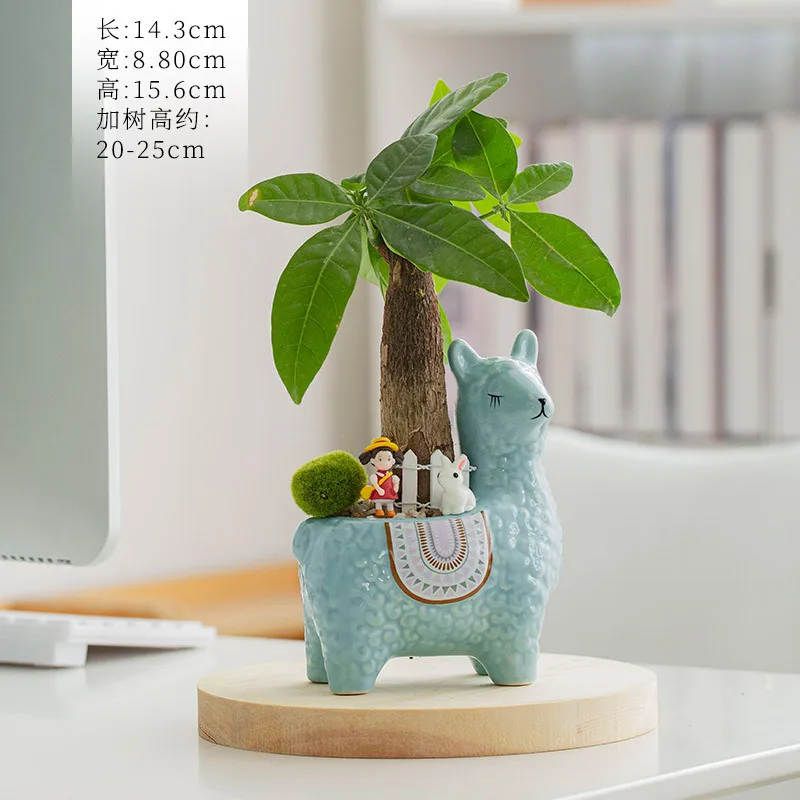 Ceramic Alpaca Flower Pot European Style Cute Fleshy Nordic Home Decoration Cartoon Animal Plant Macetas Balcony Decorations New