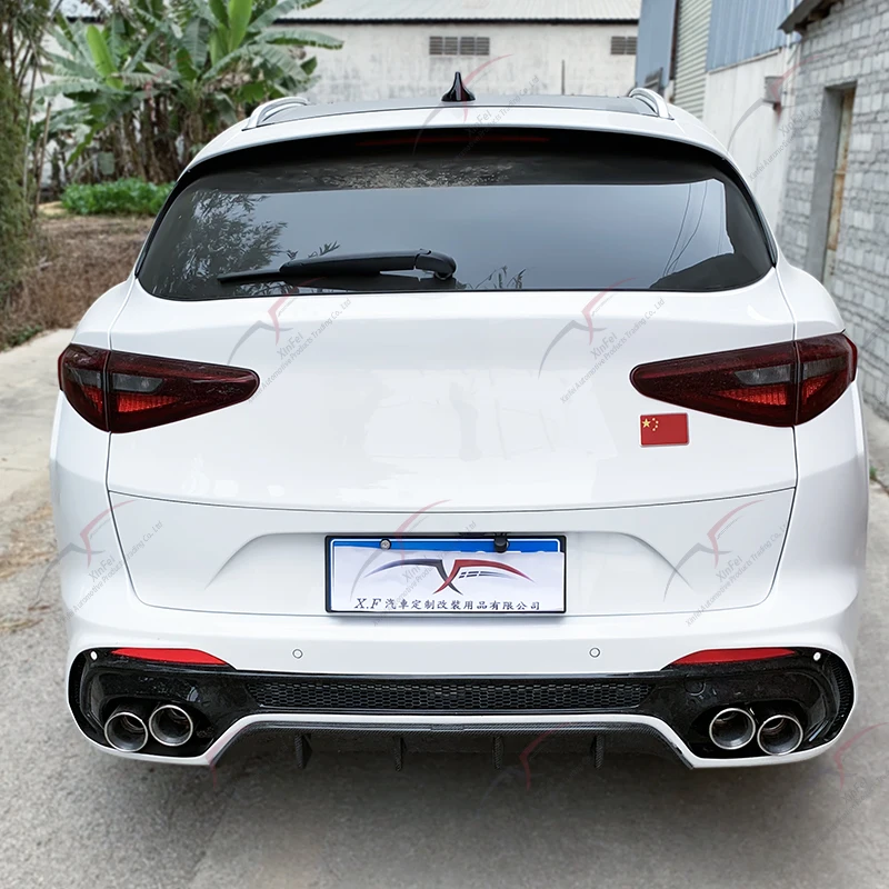 2017-2024 Romeo Stelvio Rear Bumper Kit Resin/Carbon Fiber Bodykit Fiberglass Auto Parts for Upgrade New Condition