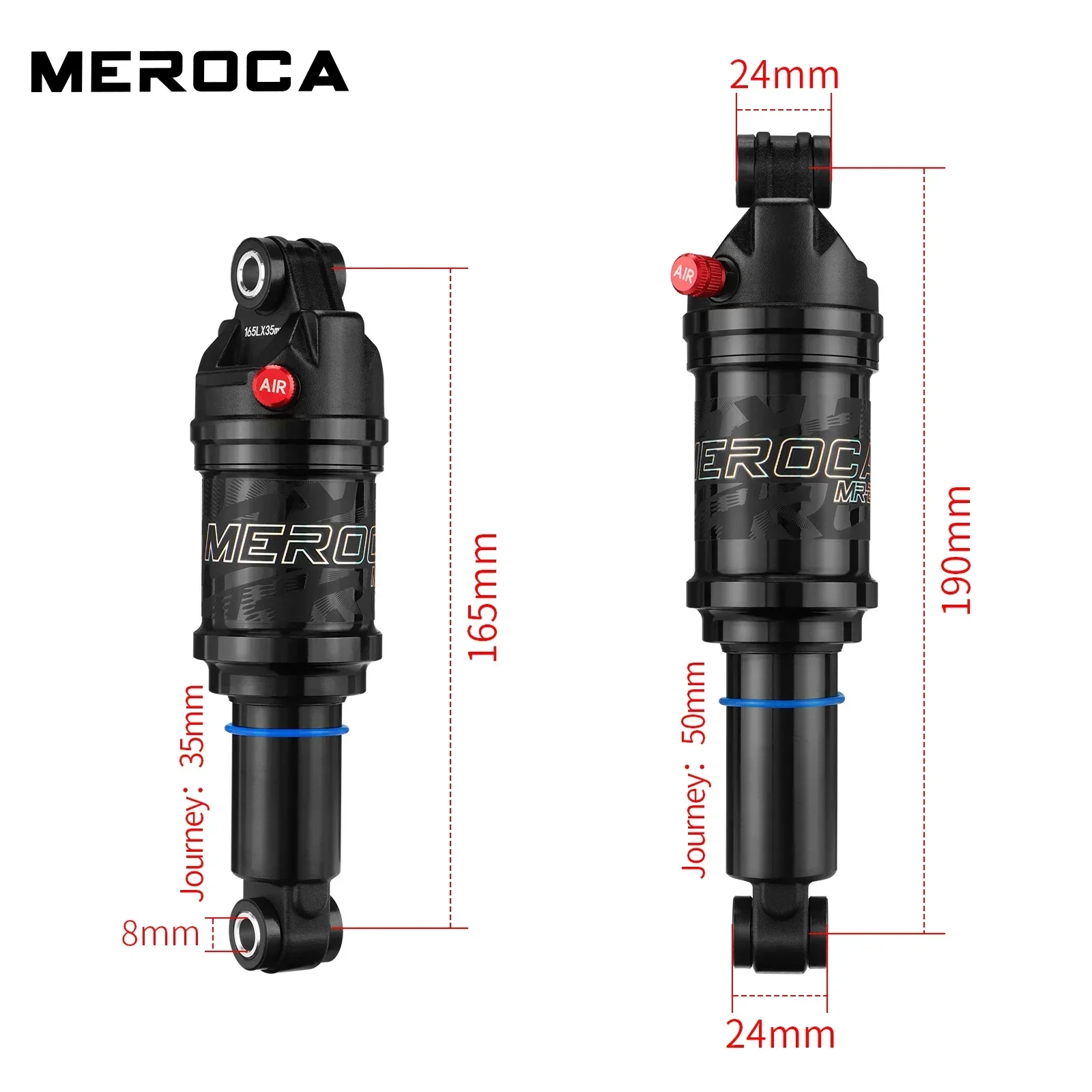 

MEROCA MR-2 MTB велосипедный воздушный амортизатор 125/150/165/190 мм регулируемое давление воздуха алюминиевый сплав велосипед MTB воздушный амортизатор