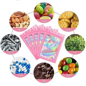 100個全息自封袋,塑膠雷射炫彩自封袋,適用於美甲、睫毛展示、耳環、戒指等珠寶首飾收納。 10 最佳銷售 珠寶袋 - №2