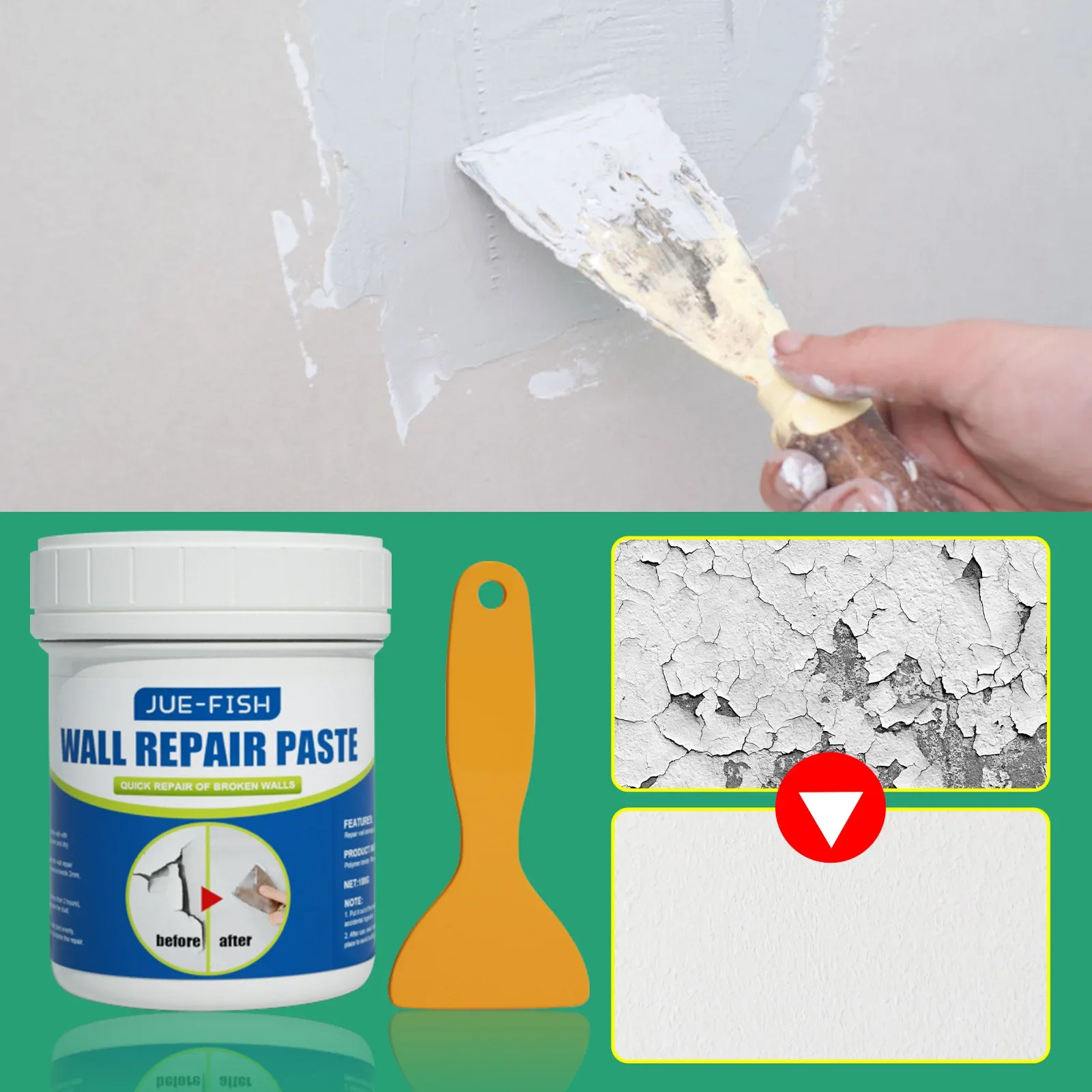 100g Wall Repair Paste Agent Cream Drywall Repair Kit Spray Glue Leak-trapping Repair Tools Sealant Spray Anti-Leaking