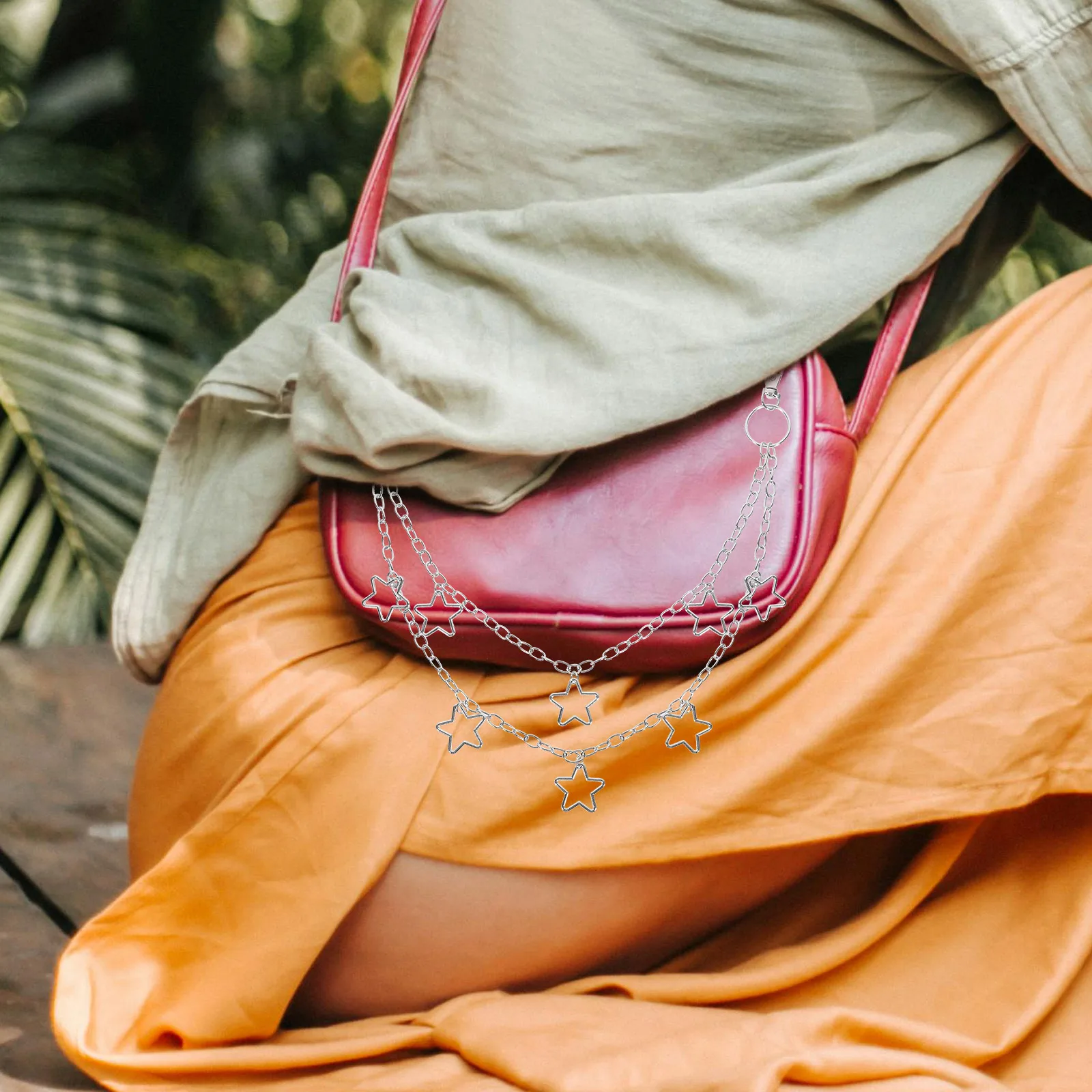 Stylish Star Pendant Pants Chain Double Layer Alloy Decorative Chain for Jeans Trousers Belt Wallet Bag Cool Unisex Accessory