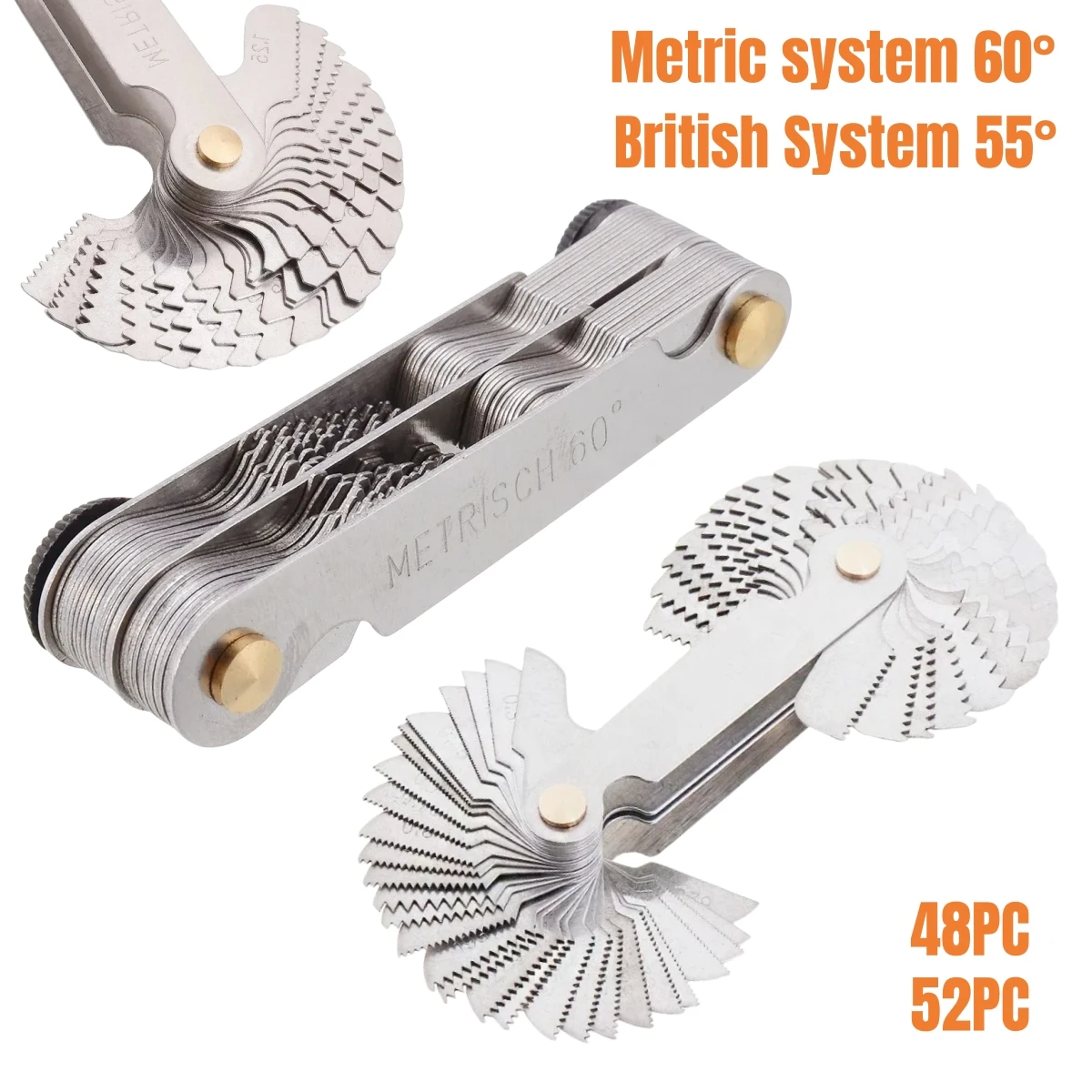 55/60 Degree Metric Inch Thread Plug Gauge Gear Tooth Screw Pitch Gauges Measuring Center Metrisch Thread Measurement Tools