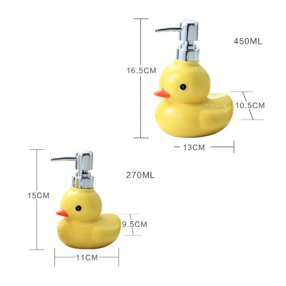 Cute Yellow Duck Ceramic Soap Dispenser Cartoon Hand Sanitizer Bottle Shower Gel Shampoo Soap Dispenser